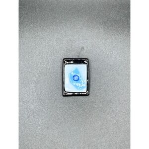 Vtg Handmade Fused Glass Pin Blue White Rectangle Art Brooch Geometric Jewelry